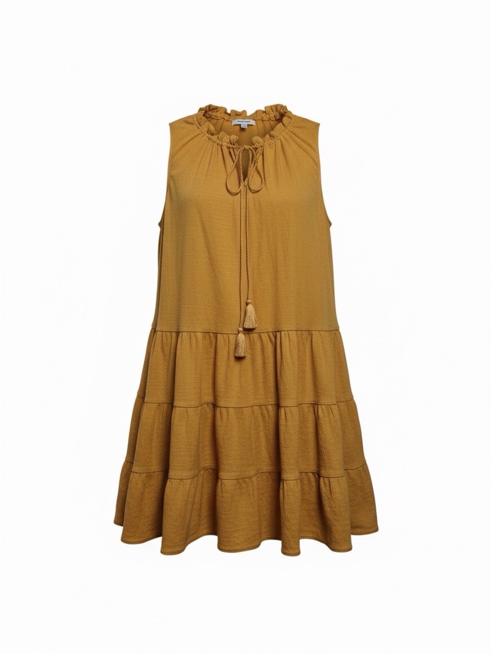 Max Studio Tiered Ruffle Tie-Neck Mini Dress - Mustard